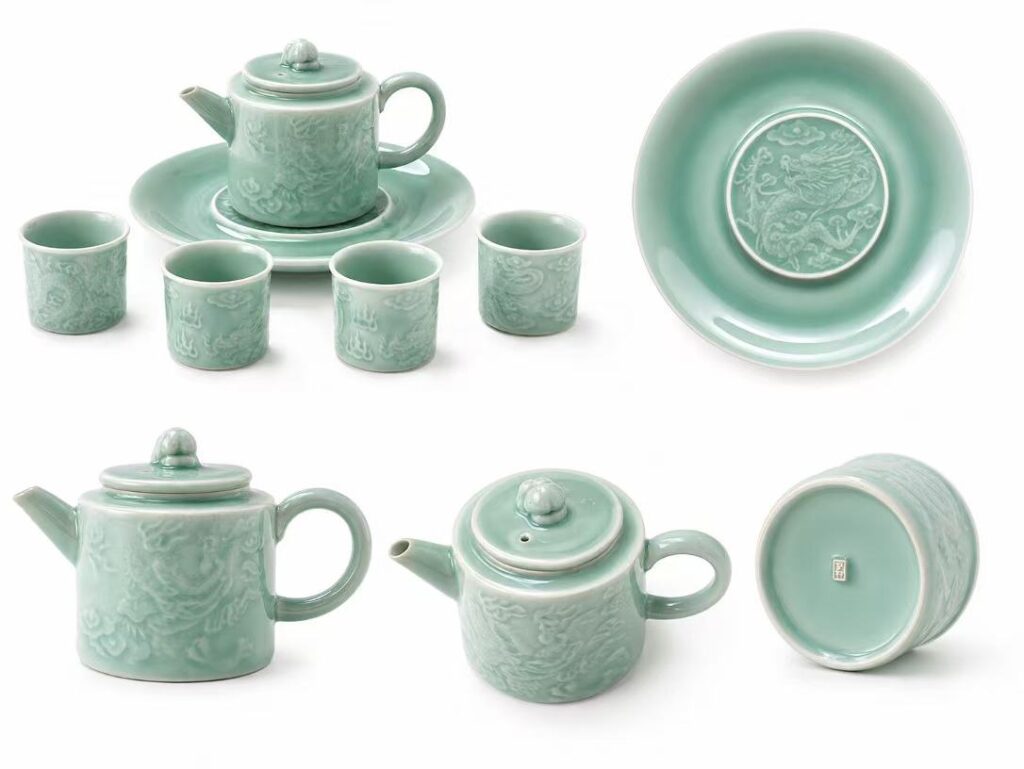 Longquan celadon Cloud Dragon Tea Set detail image