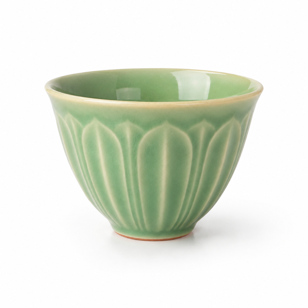 Longquan celadon Lotus Rib Tea Cup detail image