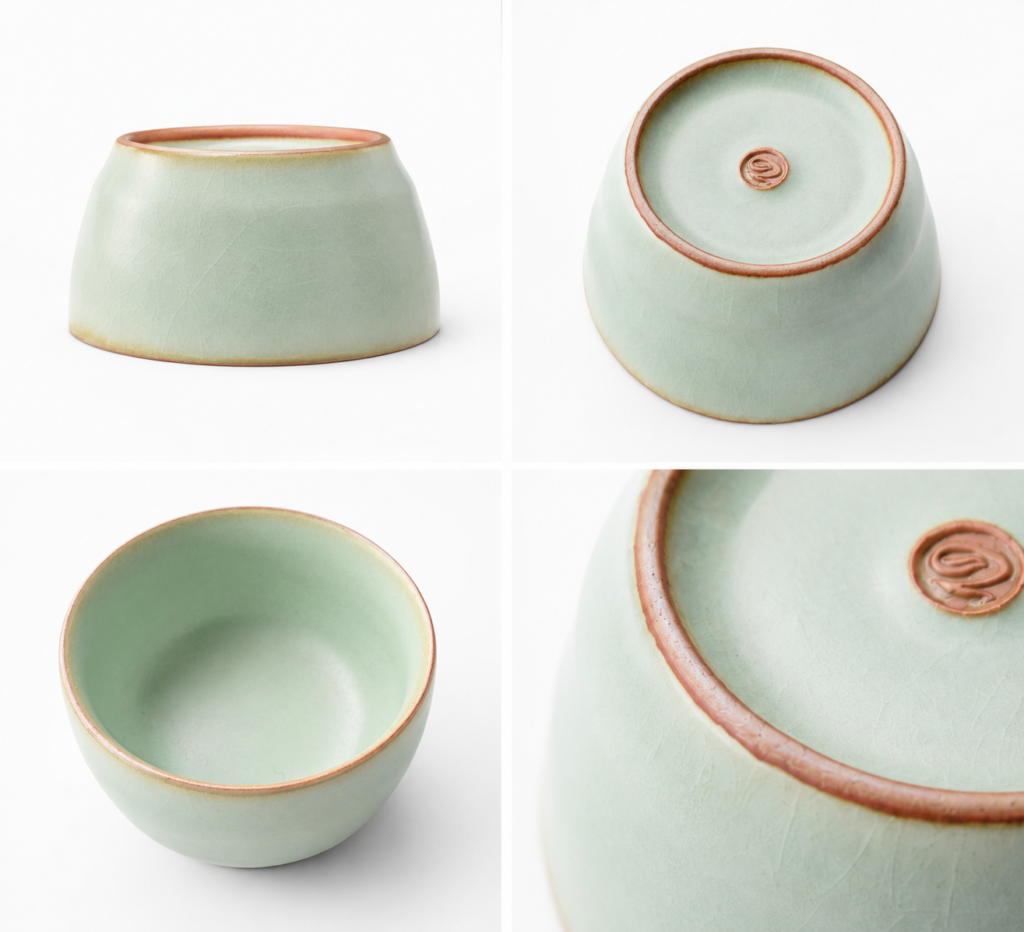 Longquan celadon Moon Rim Tea Cup detail image
