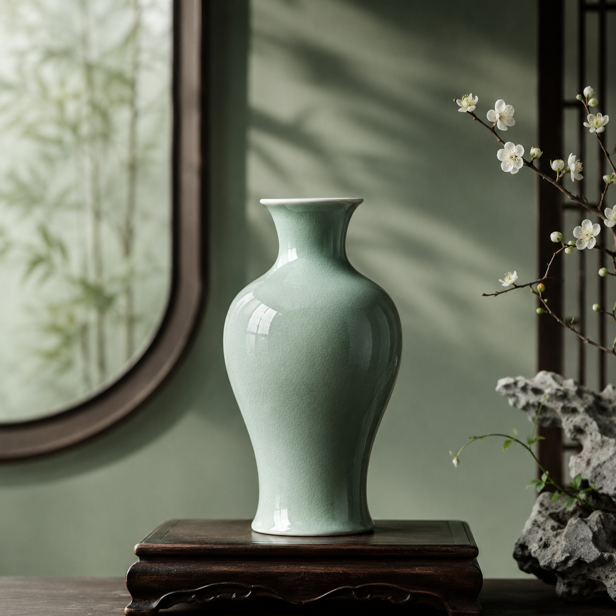 Longquan celadon vase for refined interiors